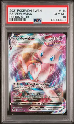 2021 POKEMON SWORD & SHIELD FUSION STRIKE #114 FULL ART/MEW VMAX PSA 10 - Image 1