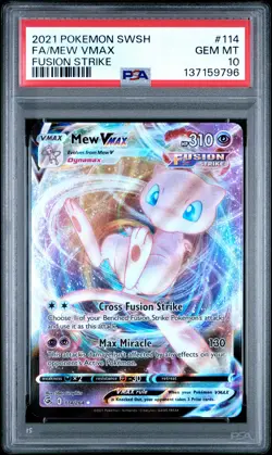 2021 POKEMON SWORD & SHIELD FUSION STRIKE #114 FULL ART/MEW VMAX PSA 10 - Image 1