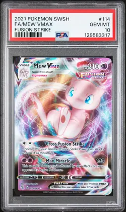 2021 POKEMON SWORD & SHIELD FUSION STRIKE #114 FULL ART/MEW VMAX PSA 10 - Image 1