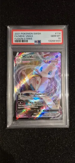 2021 POKEMON SWORD & SHIELD FUSION STRIKE #114 FULL ART/MEW VMAX PSA 10 - Image 1