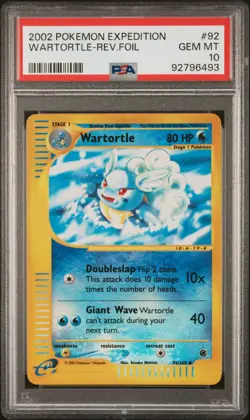 2002 POKEMON EXPEDITION #92 WARTORTLE-REVERSE FOIL PSA 10 - Image 1