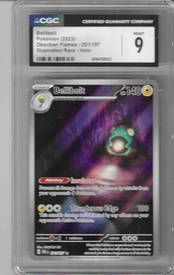 2023 Pokemon BELLIBOLT OBSIDIAN FLAMES 201/197 ILLUSTRATION RARE HOLO CGC 9 MINT - Image 1