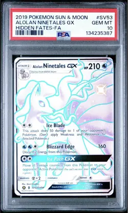 Alolan Ninetales GX SV53/SV94 Hidden Fates Shiny Vault Holo PSA 10 - Image 1