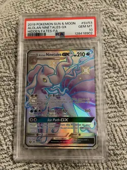 Alolan Ninetales GX Hidden Fates Sun & Moon Shiny Card SV53/SV94 PSA 10 - Image 1