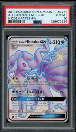 Pokemon PSA 10 Alolan Ninetales GX SV53/SV94 Sun & Moon Hidden Fates Shiny Vault - Image 1