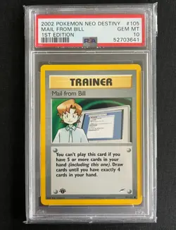 PSA 10 Pokemon 2002 1st Edition Neo Destiny Mail from Bill Common #105 POP 52! - Image 1