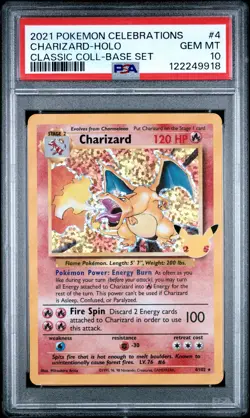 2021 POKEMON CELEBRATIONS CLASSIC COLL #4 CHARIZARD-HOLO PSA 10 - Image 1