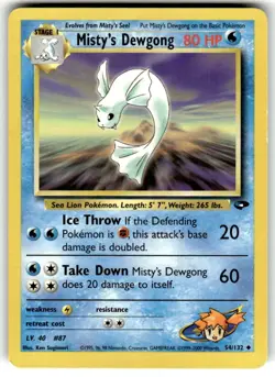 Misty's Dewgong 54/132, Gym Challenge, Pokemon TCG, WOTC, 2000, Uncommon, VLP - Image 1