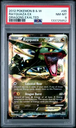 2012 Pokemon B & W Rayquaza ex 85/124 Dragons Exalted PSA 8 - Image 1