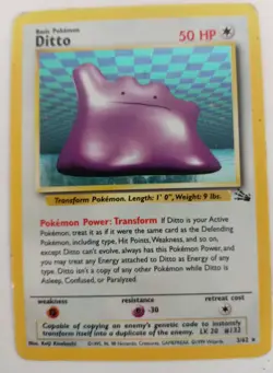 Pokemon Ditto Holo Rare Fossil Trading Card 3/62 Vintage TCG Unlimited #Live - Image 1