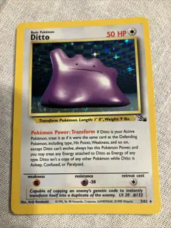 Pokemon TCG Ditto Fossil Holo Rare, Unlimited, Vintage Card 3/62 Great Condition - Image 1