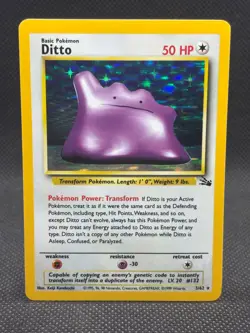1999 Pokemon TCG Card Ditto #3/62 WOTC Vintage Unlimited Holo Rare Fossil - Image 1