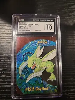 Pokemon 2000 Topps TV Animation Clear Card Scyther #123 CGC 10 Pop. 15 - Image 1