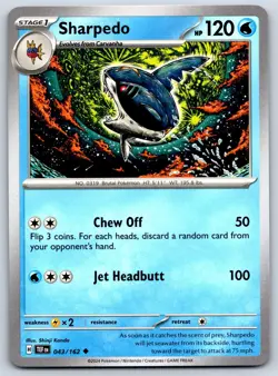 Sharpedo - Temporal Forces TEF 043/162 Shinji Kanda Pokemon Card NM - Image 1