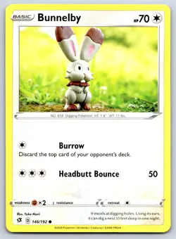 Bunnelby - Rebel Clash 146/192 Yuka Morii Pokemon Card NM - Image 1
