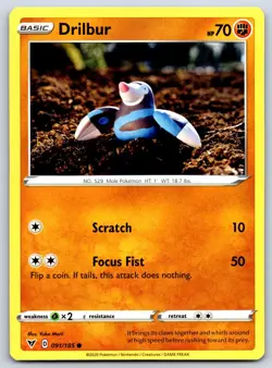 Drilbur - Vivid Voltage 091/185 Yuka Morii Pokemon Card NM - Image 1
