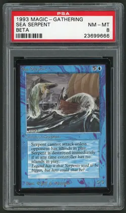 1993 MTG Magic the Gathering Card Beta Sea Serpent PSA 8 - Image 1