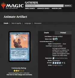1993 MtG Magic the Gathering Limited Beta Animate Artifact PSA 8 Only 16 Higher - Image 4