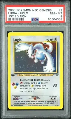 2000 Pokemon Neo Genesis Lugia #9 1st Edition Holo PSA 8 - Image 1