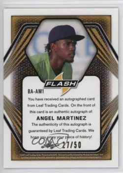 2021 Leaf Flash Platinum Blue /50 Angel Martinez #BA-AM1 Auto - Image 2