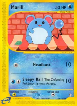 Marill 53/147 Uncommon Aquapolis Pokemon Card - Image 1