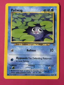 Pokemon TCG Poliwag Neo Discovery 62/75 Unlimited Common Card WOTC LP-NM - Image 1