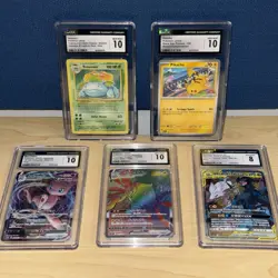 Pokemon 5x Graded Card Lot Mew, Pikachu, Venusaur, Reshiram, Regieleki US SELLER - Image 1