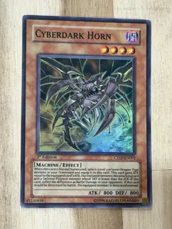 Yugioh Yu-Gi-Oh TCG Card Cyberdark Horn CDIP-EN001 1st Ed Super Rare Foil LP - Image 1