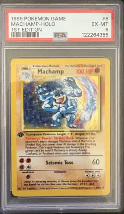 Pokemon TCG Machamp Holo 1st Edition Base Set #8/102 Holo Rare. PSA 6 - Image 1