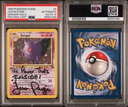 AUTO PSA 10 Jason Paige signed 1999 Pokemon Fossil Gengar holo Autographed - Image 3