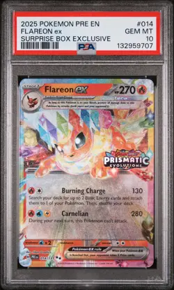 2025 POKEMON PRE EN-PRISMATIC EVOLUTIONS #014 FLAREON EX PSA 10 - Image 1