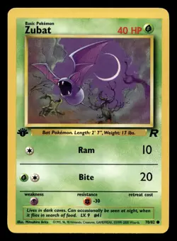 Zubat 70/82 Common Team Rocket 1st Edition WOTC Pokemon NM - Image 1