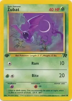Pokemon TCG - Zubat 70/82 - Common - 1st Edition - Team Rocket [Near Mint] - Image 1