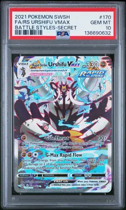 2021 POKEMON SWSH BATTLE STYLES #170 FULL ART/RAPID STRIKE URSHIFU VMAX PSA 10 - Image 1