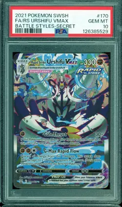2021 POKEMON SWSH #170 FULL ART URSHIFU VMAX GEM MT PSA 10 BATTLE STYLES SECRET - Image 1