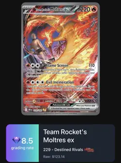 Pokemon TCG Moltres EX Team Rockets Card 229/182 Sir Destined Rivals - NM - Image 5
