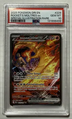 Pokemon TCG Moltres EX Team Rockets Card 229/182 Sir Destined Rivals PSA 10 GM - Image 1