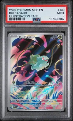 2025 Pokemon Mega Evolution Base 133 Illustration Rare Bulbasaur PSA 9 Mint - Image 1