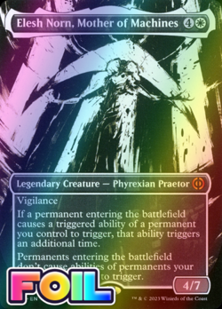 x1 Elesh Norn, Mother of Machines ONE MTG 298 FOIL BORDERLESS MYTHIC M/NM 1x - Image 1