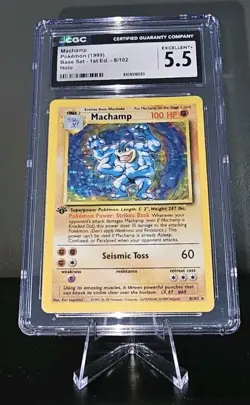 Machamp 1st EDITION CGC Excellent+ 5.5 Pokemon (1999) Base Set 8/102 Holo Rare - Image 1