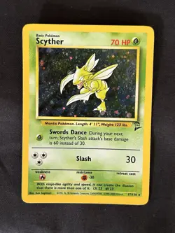 Pokemon TCG - Scyther Base Set 2 17/130 - Unlimited Holo Rare - SWIRL - Image 1