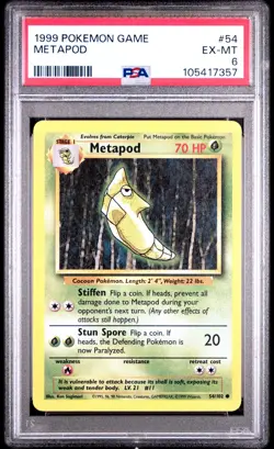 Pokemon Base Set Metapod 054/102 PSA 6 Excellent-Mint #105417357 Fresh Slab - Image 1