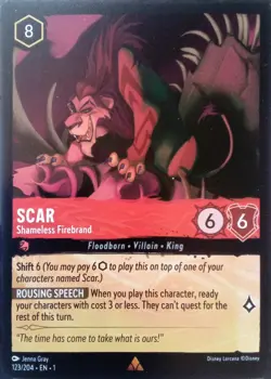 123/204 SCAR SHAMELESS FIREBRAND THE FIRST CHAPTER RARE DISNEY LORCANA CARD - Image 1