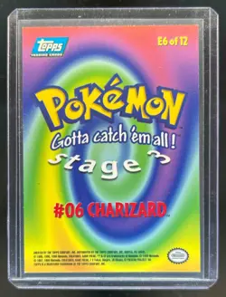 1999 Topps Pokemon the First Movie #06 Charizard Stage 3 Foil Blue Logo #E6 - Image 2