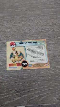 1999 Topps #06 Charizard Holo Foil TV Animation Series 1 Pokemon Blue Logo NM - Image 3