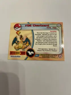 1999 Topps Pokemon TV Animation Edition #06 Charizard Non Holo Vintage - Image 2