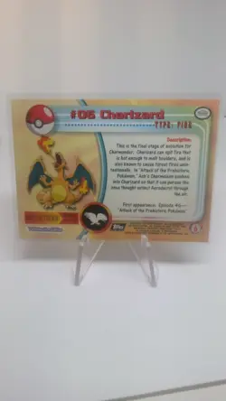 1999 Topps Pokemon TV Animation Edition Charizard #06 Black Label Non-Holo NM - Image 2