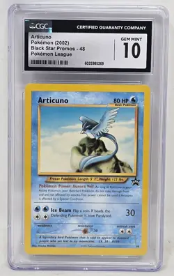 CGC 10 GEM MINT Articuno 48 WOTC LEAGUE Black Star Promo Pokemon Card Pokemon - Image 1