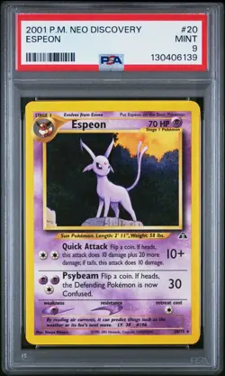 2001 Pokemon Espeon 20/75 Neo Discovery Regular Unlimited PSA 9 - Image 1