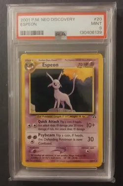 2001 Pokemon Espeon 20/75 Neo Discovery Regular Unlimited PSA 9 - Image 3
